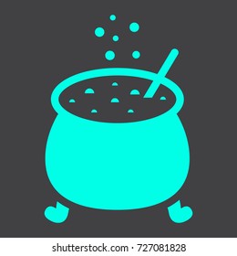 Witch cauldron glyph icon, halloween and scary, witchcraft sign vector graphics, a solid pattern on a black background, eps 10.