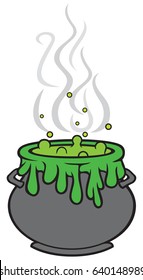 witch cauldron with green potion vector illustration 