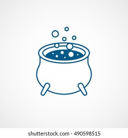 Witch Cauldron Halloween Concept Blue Line Icon On White Background