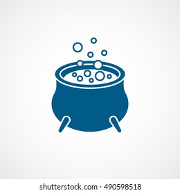 Witch Cauldron Halloween Concept Blue Flat Icon On White Background