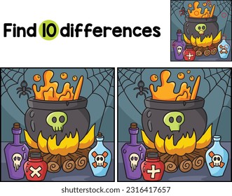 Witch Cauldron Halloween Find The Differences