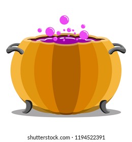 Witch cauldron with a halloween pumpkin shape. Vector illustration design