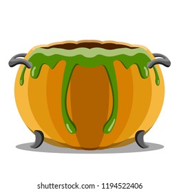 Witch cauldron with a halloween pumpkin shape. Vector illustration design