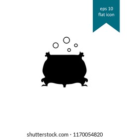 Witch cauldron, Halloween vector icon