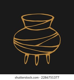 Witch cauldron. Hand drawn vector illustration.