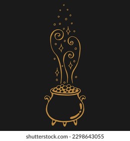 Witch cauldron. Hand drawn vector illustration.