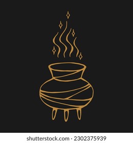 Witch cauldron. Hand drawn vector illustration.