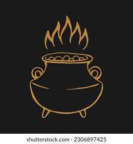 Witch cauldron. Hand drawn vector illustration.