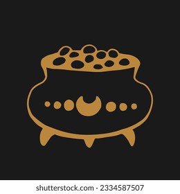 Witch cauldron. Hand drawn vector illustration.