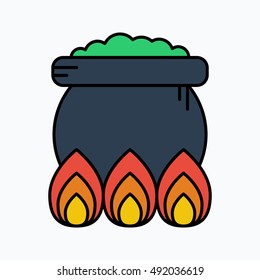 Witch cauldron icon. Halloween vector icon.
