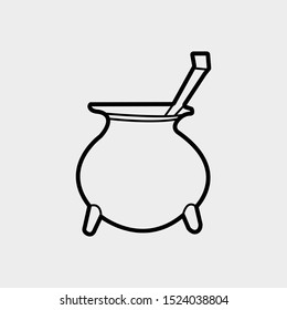 Witch cauldron icon. New trendy Halloween vector illustration symbol.