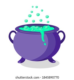 Witch cauldron icon with potion and green bubbles, halloween witch cauldron vector,Witch cauldron vector.