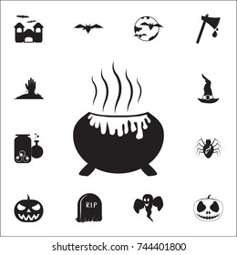 witch cauldron icon. Set of Halloween icons on white background