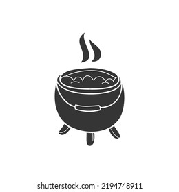 Witch Cauldron Icon Silhouette Illustration. Halloween Vector Graphic Pictogram Symbol Clip Art. Doodle Sketch Black Sign.
