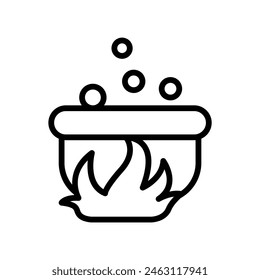 Witch cauldron icon in thin line style. Vector illustration graphic design