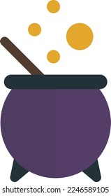 Witch Cauldron illustration in minimal style isolated on background