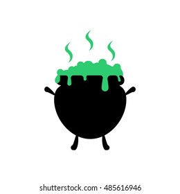 Witch cauldron illustration on the white background. Vector illustration