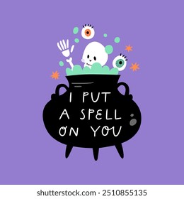 Witch Cauldron With Magic Potion. Vector illustration