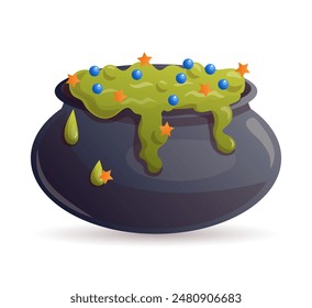 Witch cauldron on white background. Vector illustration.