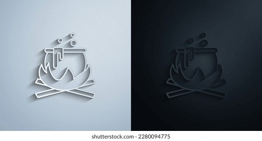 Witch cauldron paper icon with shadow effect vector illuistration design