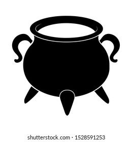 Witch cauldron pot silhouette isolated on white background