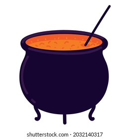 witch cauldron with potion icon isolated