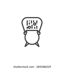 Witch cauldron with potion line icon. linear style sign for mobile concept and web design. Magic potion boiling pot outline vector icon. Symbol, logo illustration. Vector graphics