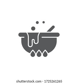 Witch cauldron potion vector icon symbol isolated on white background