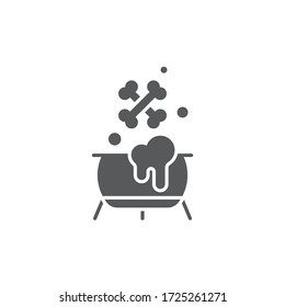 Witch cauldron potion vector icon symbol isolated on white background