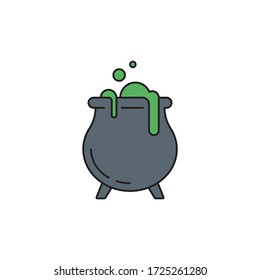 Witch cauldron potion vector icon symbol isolated on white background