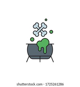 Witch cauldron potion vector icon symbol isolated on white background