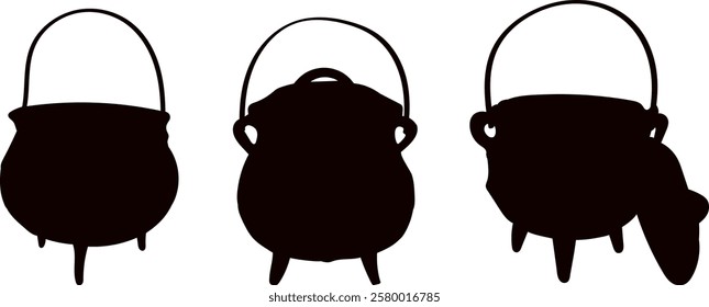 witch cauldron silhouette on white background vector