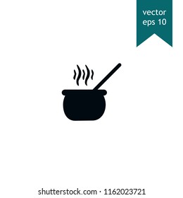 Witch cauldron symbol, halloween vector icon