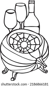 Witch Cauldron Vector Clip Art, Black and White