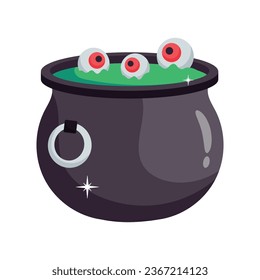 Witch cauldron vector colorful stickers Icon Design illustration. EPS 10 File