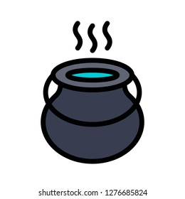 Witch cauldron vector, Magic related filled design editable stroke icon