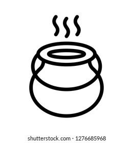 Witch cauldron vector, Magic related line design icon