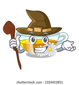 Witch chamomile tea in the cartoon shape