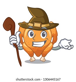 Witch chicken roast is isolated with characters