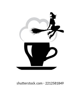 witch and coffee cup, vector 