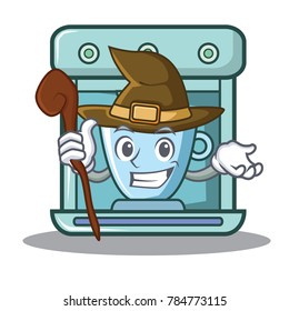 Witch coffee maker character cartoon