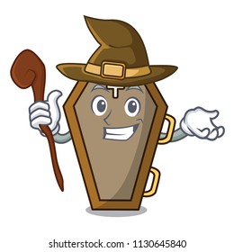Witch coffin mascot cartoon style vector illustration