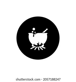 Witch cooking pot icon circle black background color editable