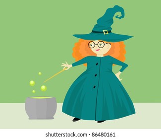 A witch cooking a potion