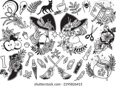 WITCH CRAFT ITEMS VECTOR SET