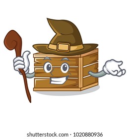 Witch crate mascot cartoon style