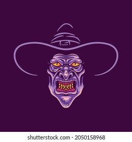 Witch creepy face halloween trick or treat
