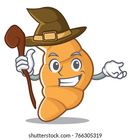 Witch croissant character cartoon style