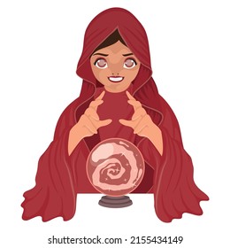 bruja con carácter de esfera de cristal