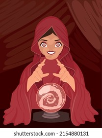 witch with crystal sphere character scene